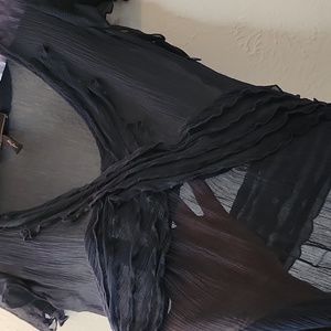 BCBG Maxazaria Navy Blue Sheer Blouse Size S